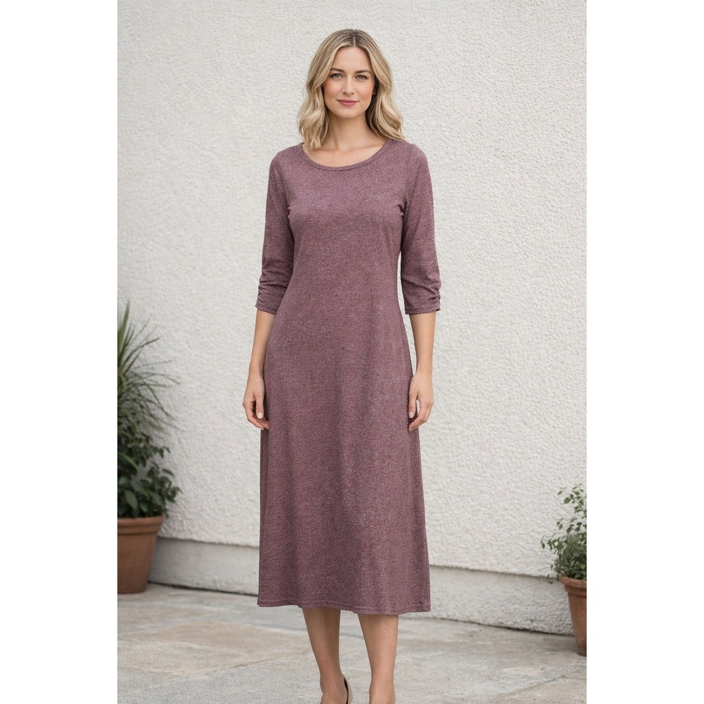 Toad&Co Fuera Dress Womens Small Heathered Rose Organic Cotton 3/4 Sleeve Pocket